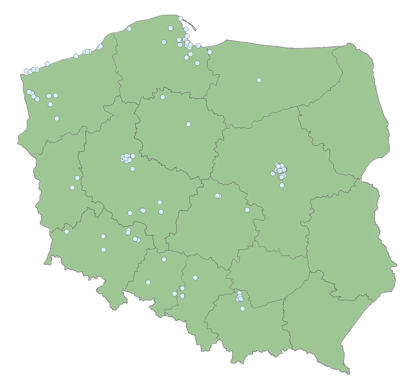 Mapa obserwacji Philoscia muscorum w Polsce
