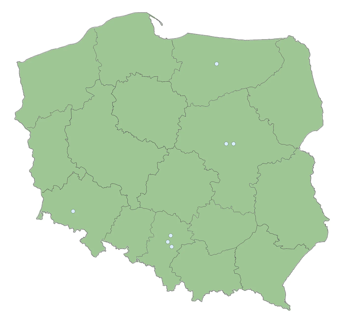 Mapa obserwacji Trichoniscus provisorius / pusillus w Polsce